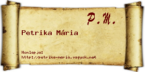 Petrika Mária névjegykártya