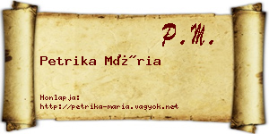 Petrika Mária névjegykártya
